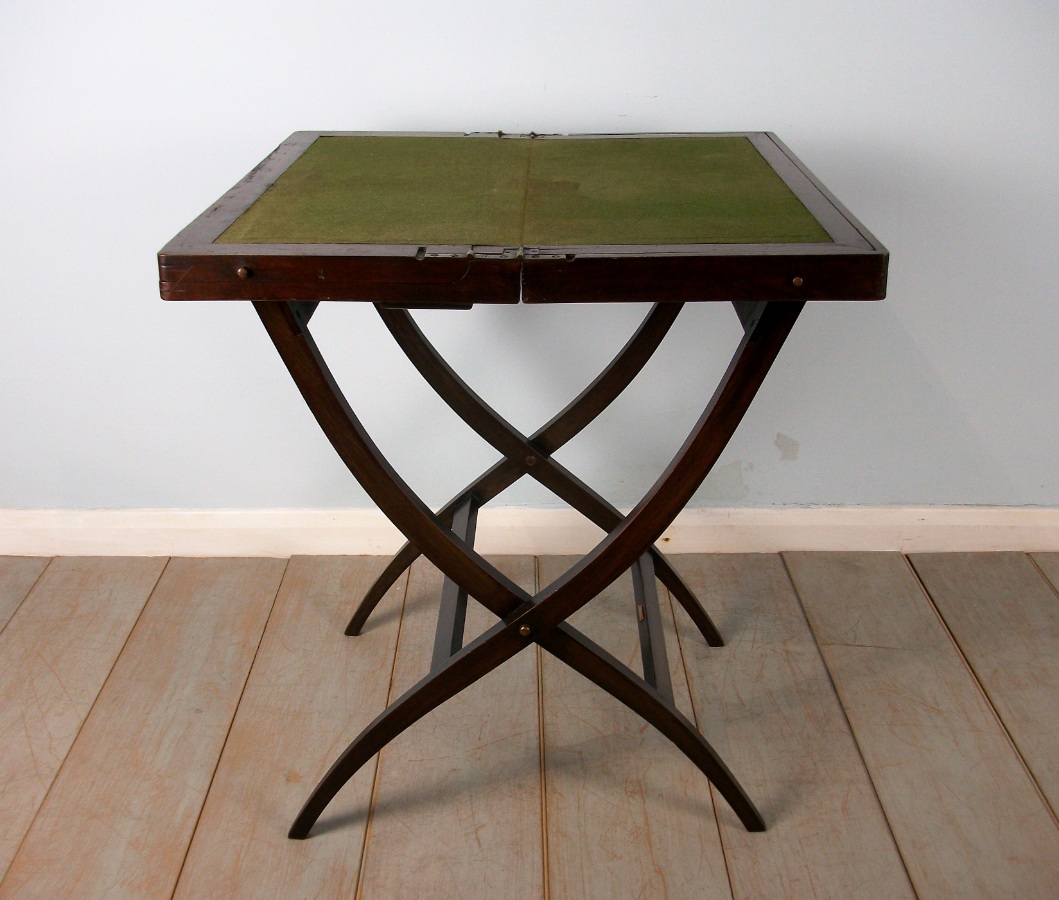 Mahogany Military Campaign Folding Desk and Games Table